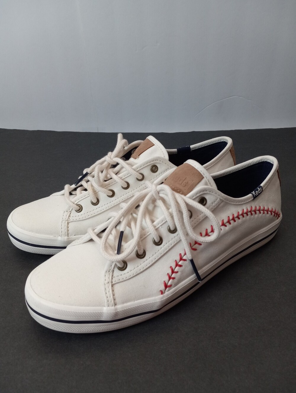 Keds Canvas Ortholite MLB Kickstart Pennant Sneaker with Red Baseball Stitching